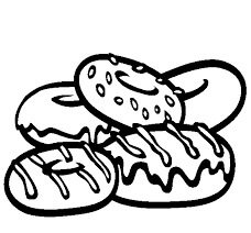Dibujo de Cinco Donas de Postre para Colorear