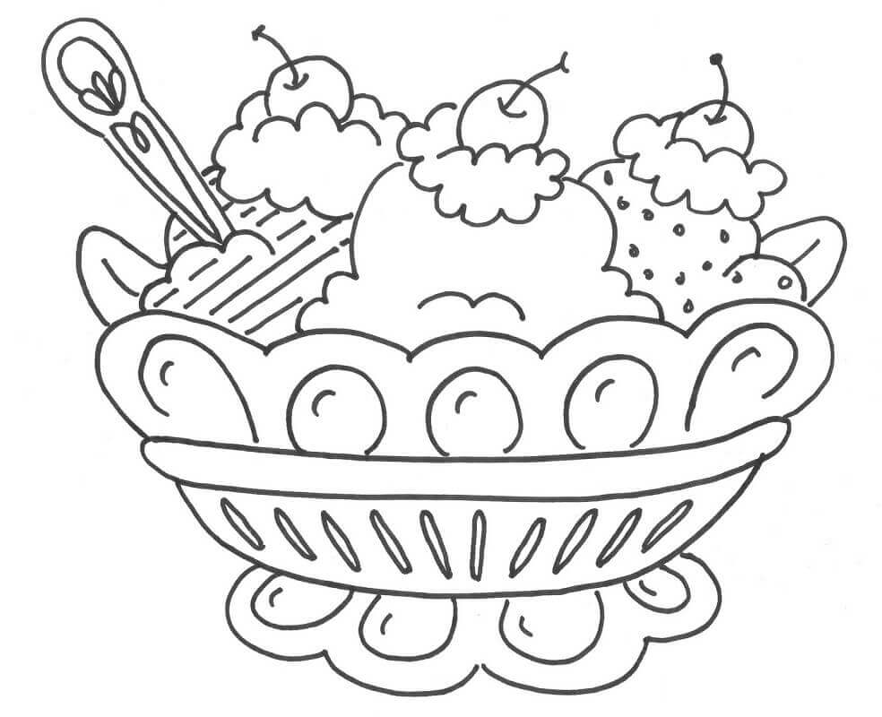 Dibujo de Cuenco de Postre para Colorear