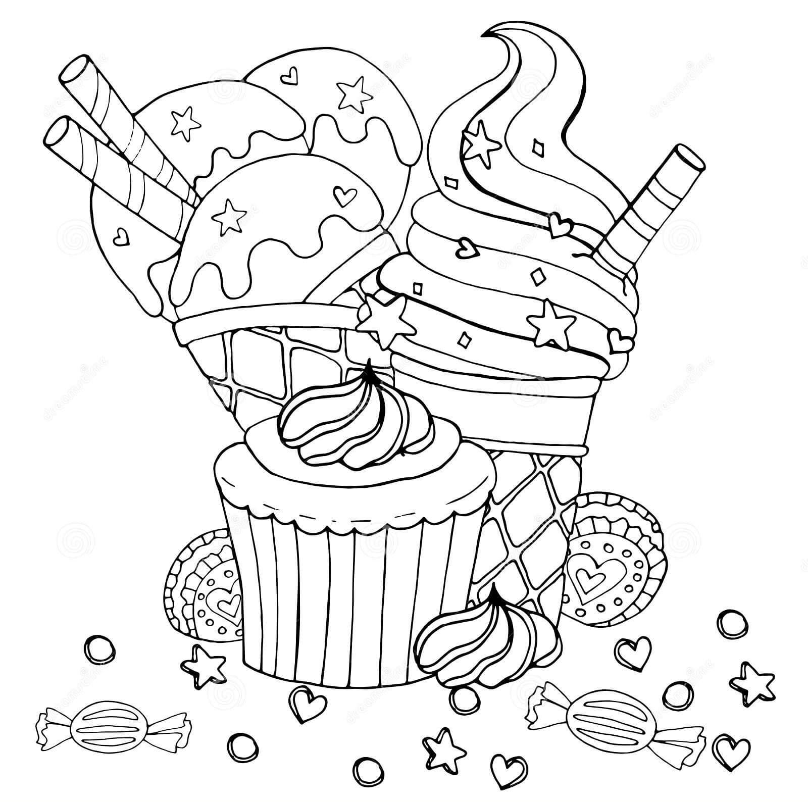 Dibujo de Dulces de Postre para Colorear