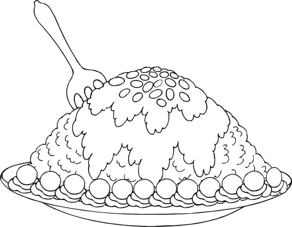 Dibujo de Plato de Postre para Colorear