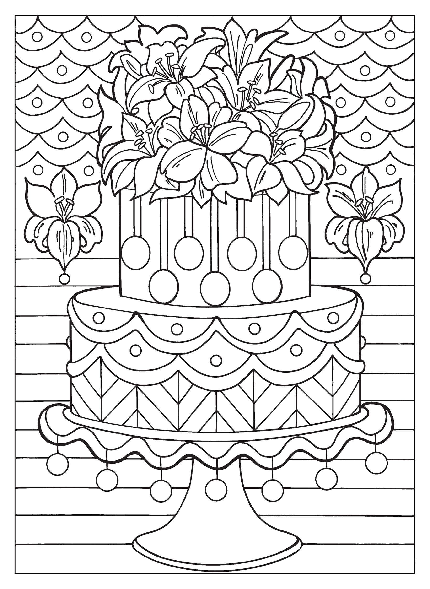Dibujo de Postre de Pastel para Colorear