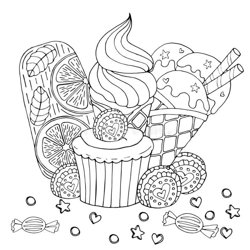 Dibujo de Postre Normal para Colorear