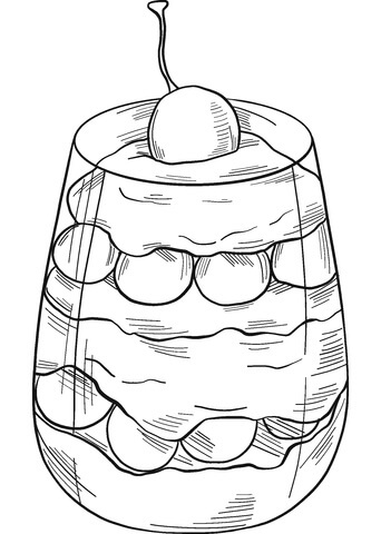 Dibujo de Postre de Cereza para Colorear