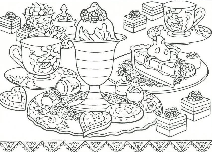 Dibujo de Postre de Mesa para Colorear