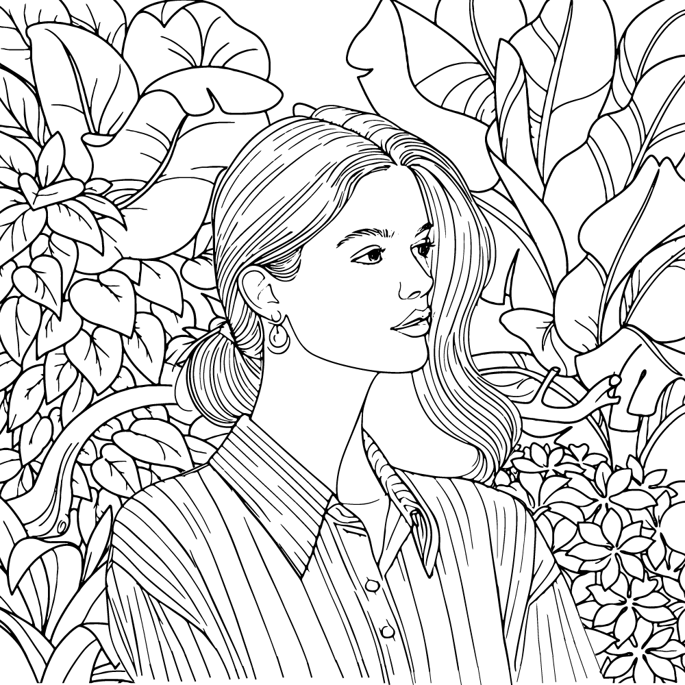Dibujo de Aesthetic Girl Outside Coloring Pagepng para Colorear