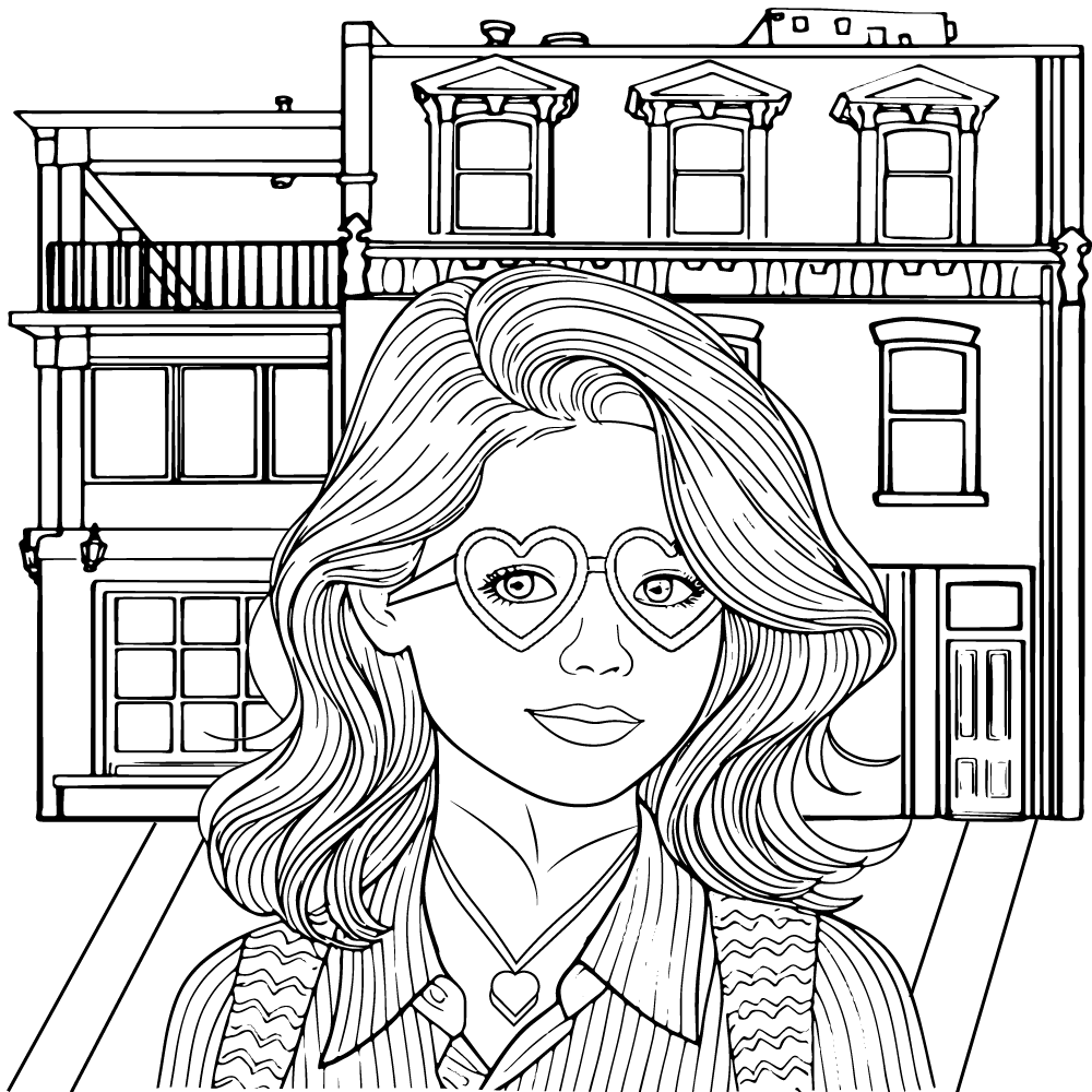 Dibujo de Girl With Preppy Heart Glasses Coloring Pagepng para Colorear