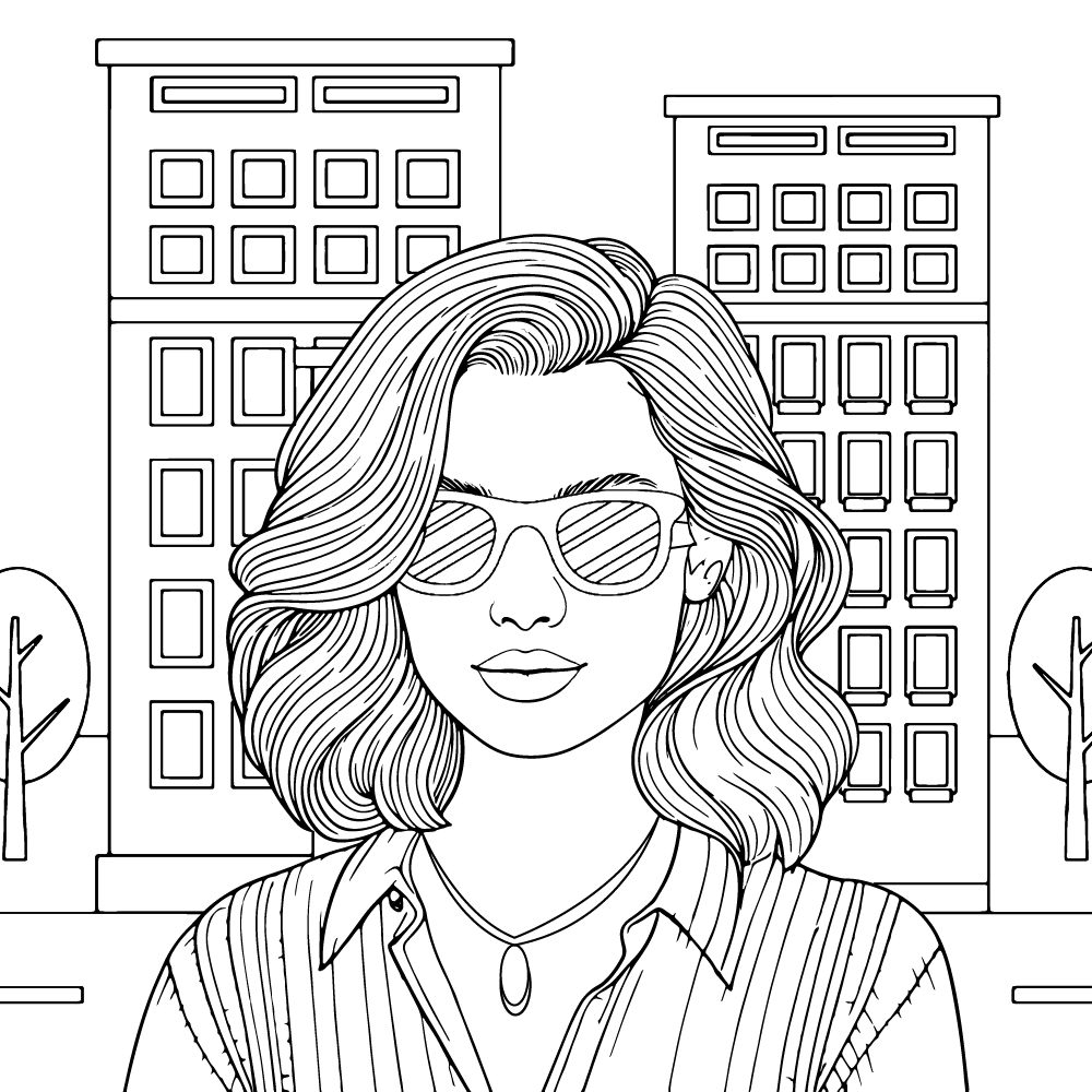 Dibujo de Preppy Aesthetic Woman Coloring Pagepng para Colorear