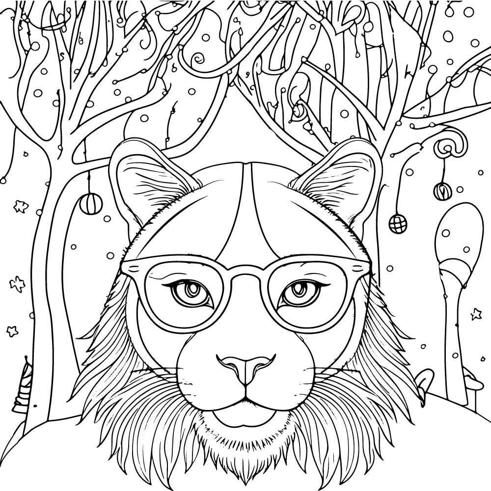 Dibujo de Preppy Lion Coloring Pagepng para Colorear