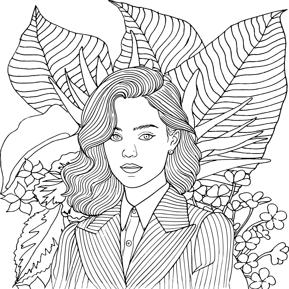 Dibujo de Pretty Face Preppy Coloring Pagepng para Colorear