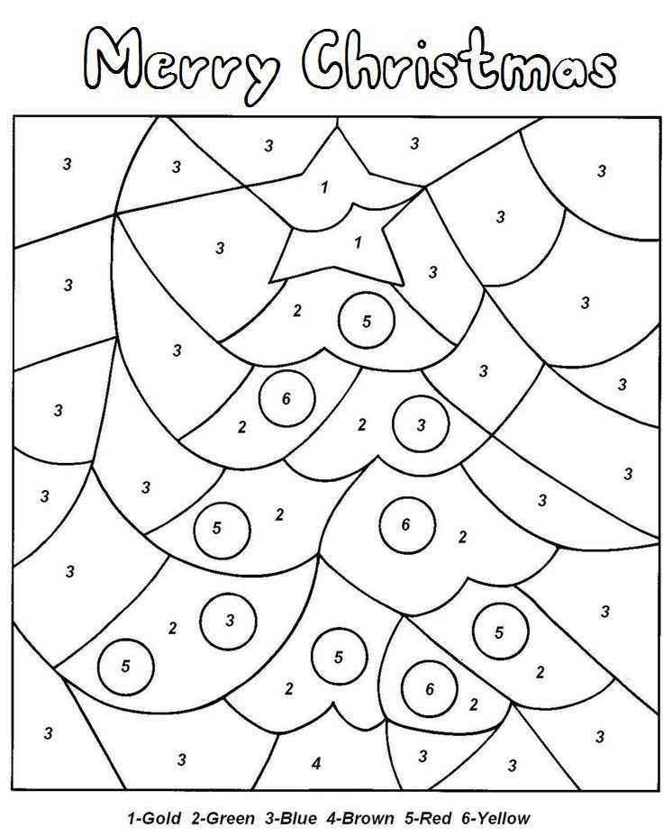 Dibujo de Árbol de Navidad por números para Colorear