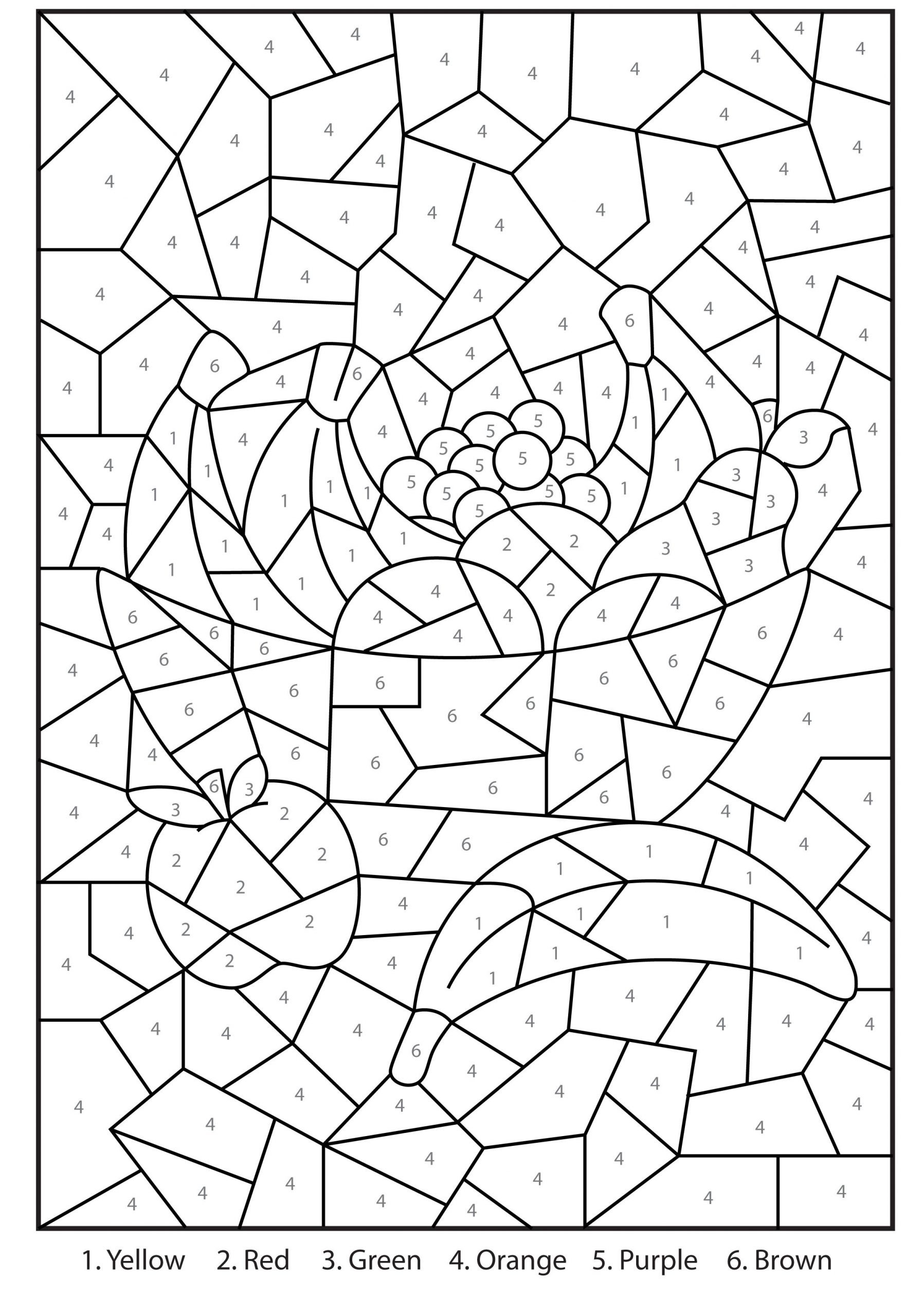 Dibujo de Cesta de Frutas por números para Colorear