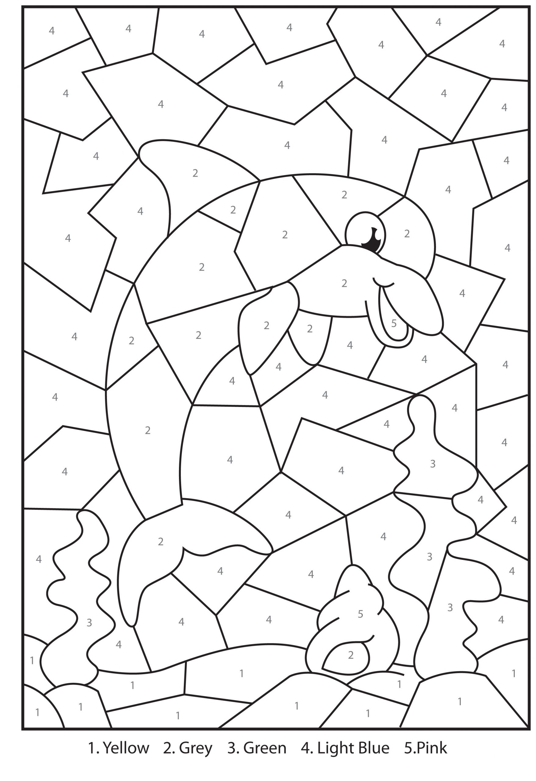 Dibujo de Delfines por números para Colorear