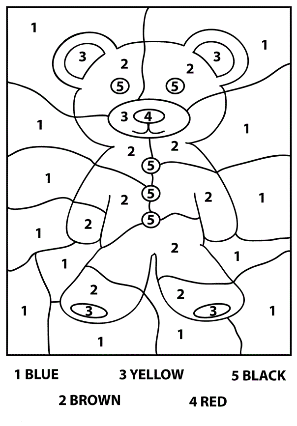 Dibujo de Oso de Peluche por números para Colorear