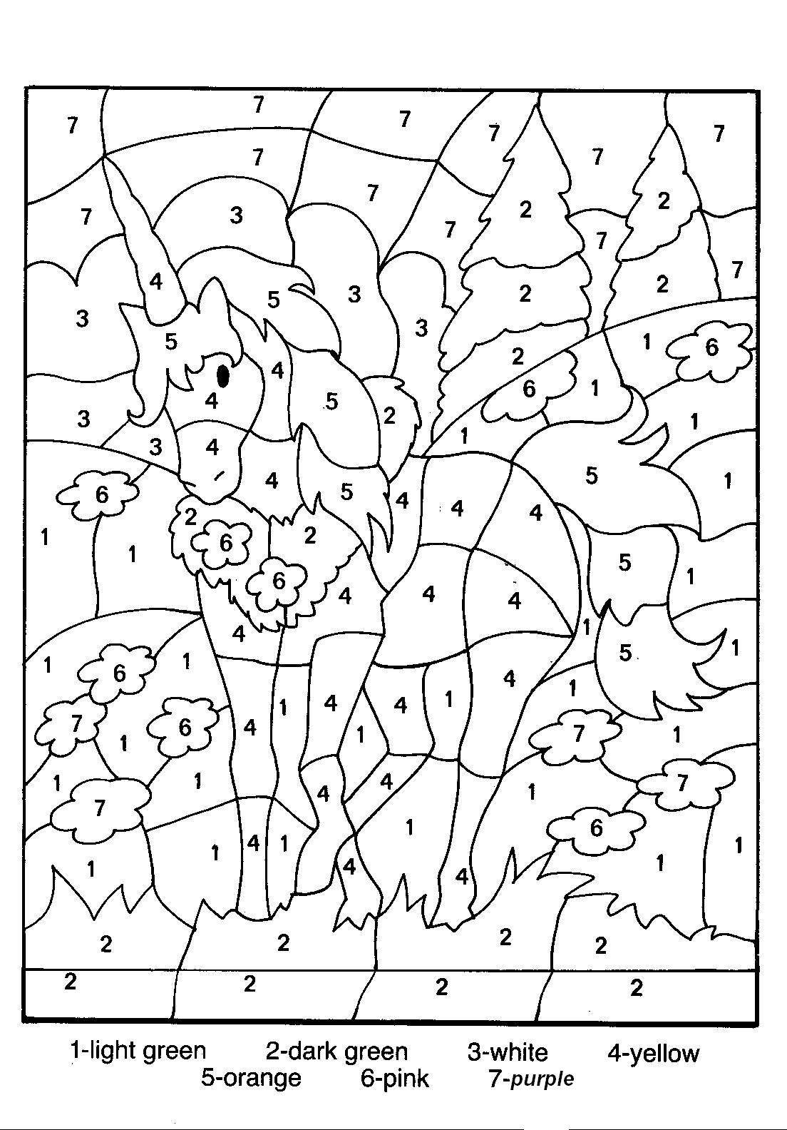 Dibujo de Unicornio por números para Colorear
