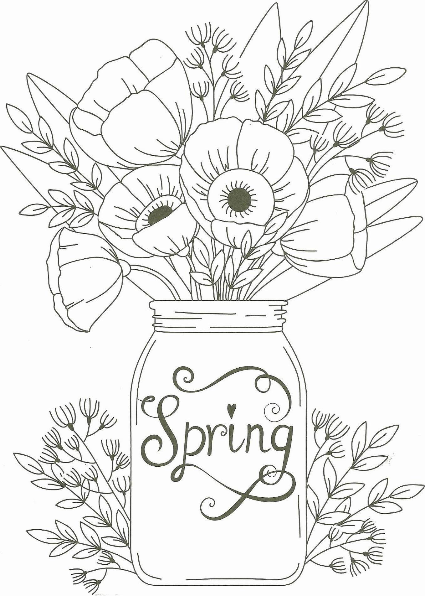 Dibujo de Florero en Primavera para Colorear