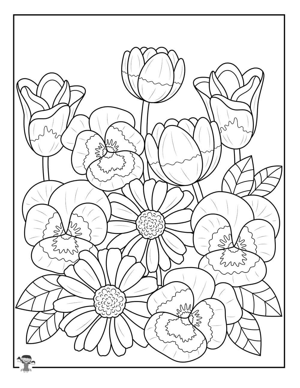 Dibujo de Flores para la Primavera para Colorear