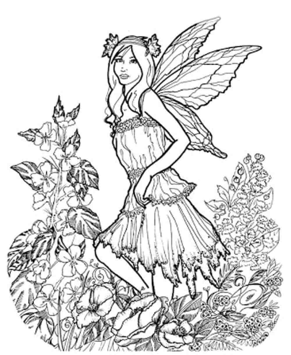 Dibujo de Hada en Primavera para Colorear