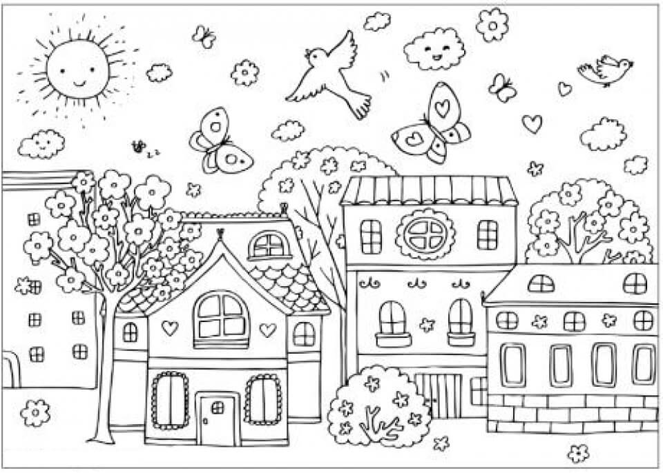 Dibujo de Hermosa Primavera para Colorear