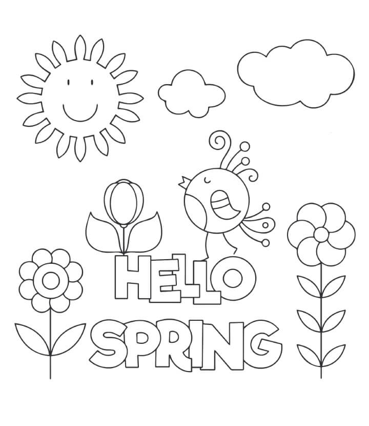 Dibujo de Hola Primavera para Colorear