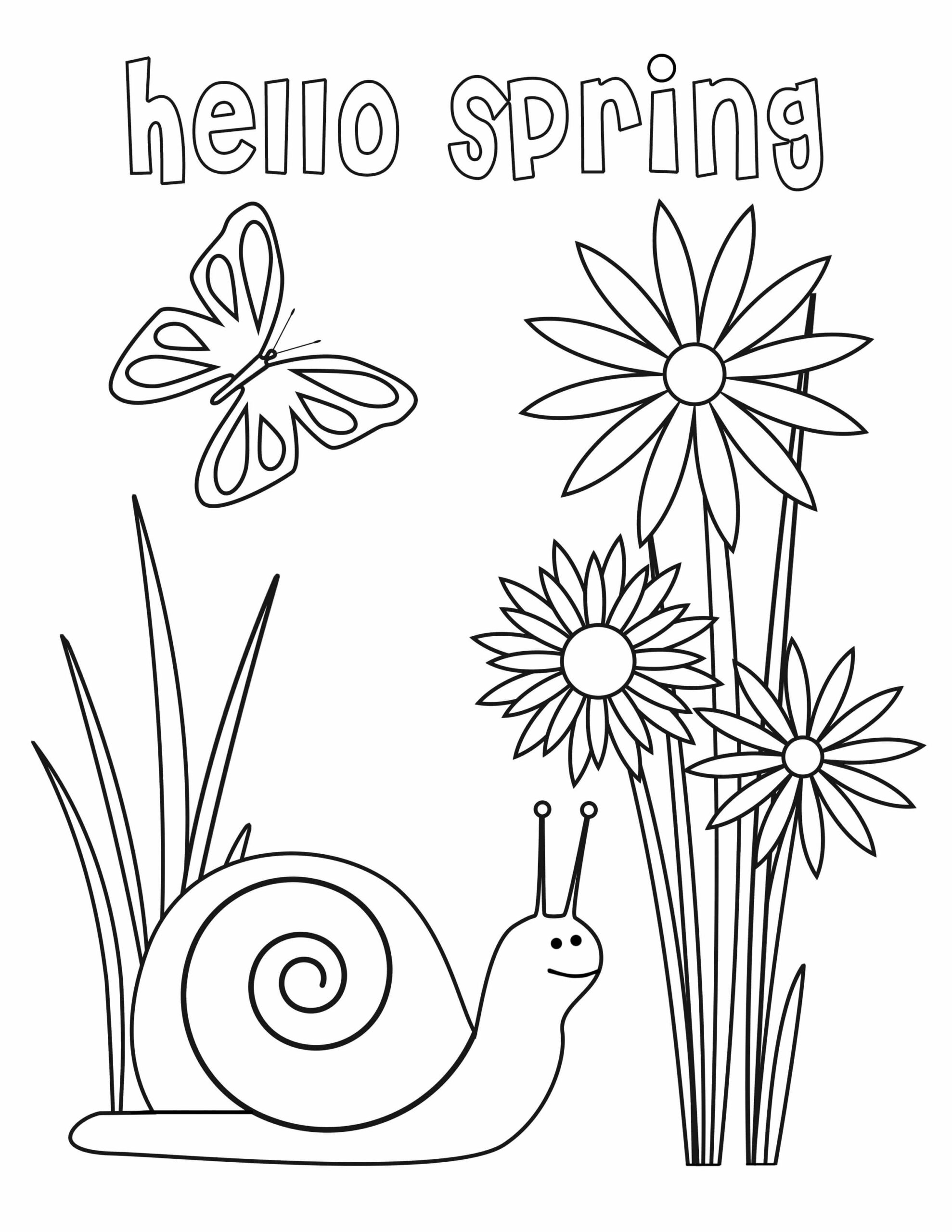 Dibujo de Impresionante Hola Primavera para Colorear
