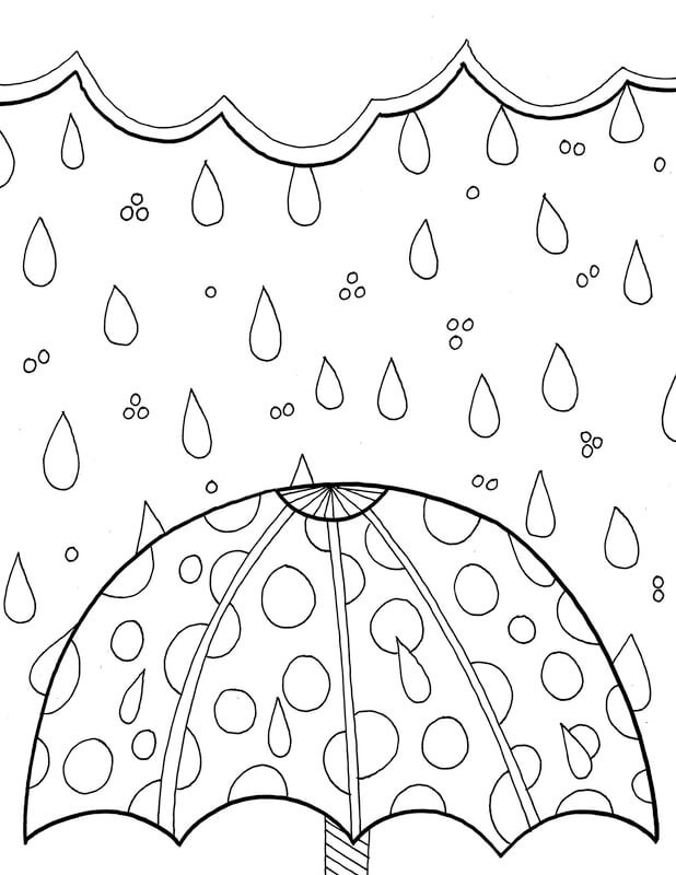 Dibujo de Lluvia en Primavera para Colorear