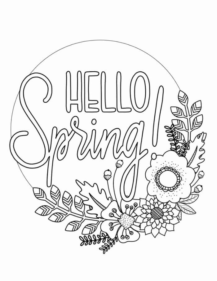 Dibujo de Normal Hola Primavera para Colorear