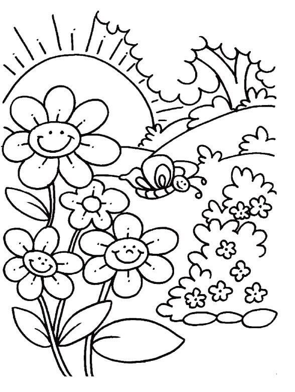 Dibujo de Primavera básica para Colorear