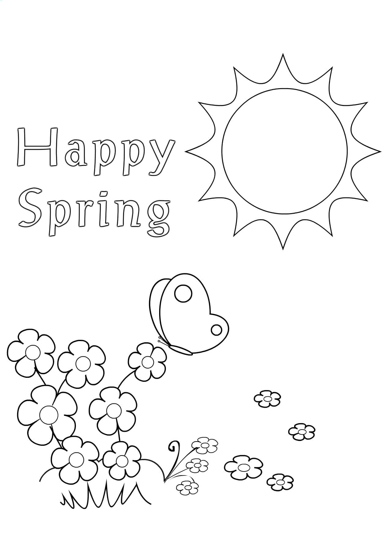 Dibujo de Primavera Feliz para Colorear