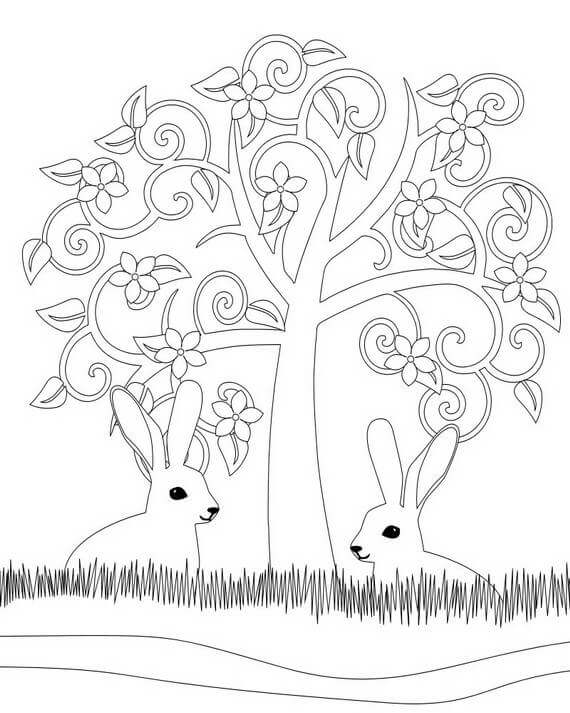 Dibujo de Primavera Imprimible para Colorear