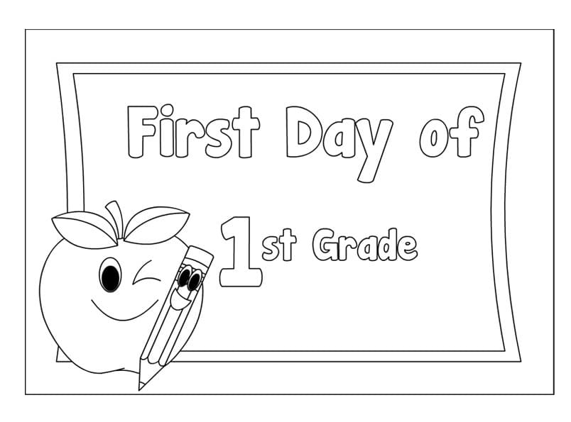 Dibujo de 1er día de Primer Grado página para Colorear