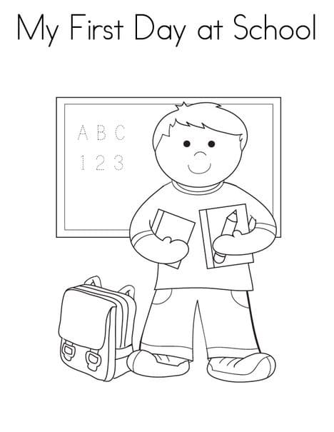 Dibujo de Mi Primer día en la Escuela para Colorear