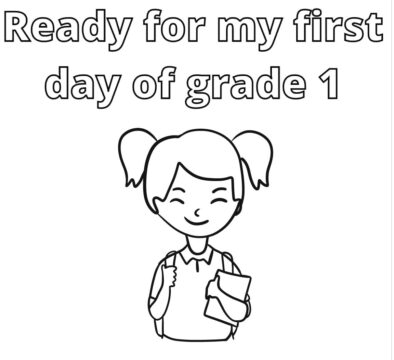 Dibujo de Primer día de 1er Grado página para Colorear