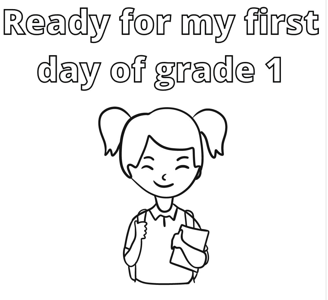 Dibujo de Primer día de 1er Grado página para Colorear