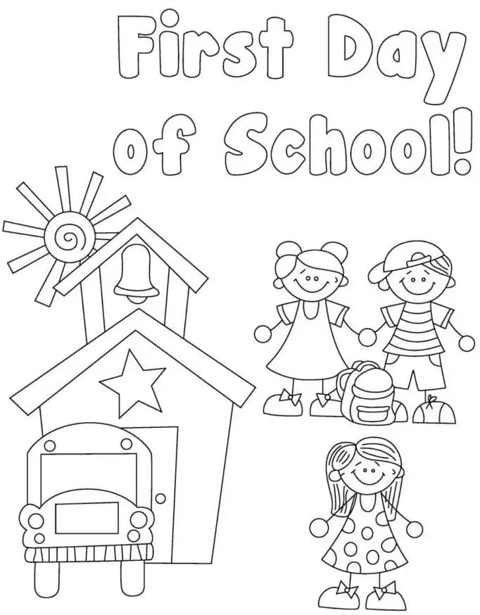 Dibujo de Primer día de Escuela 1 página para Colorear