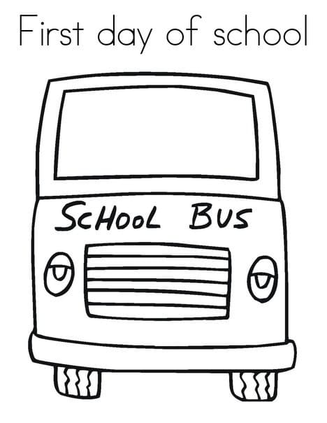 Dibujo de Primer día de Escuela Imprimible Gratis para Colorear
