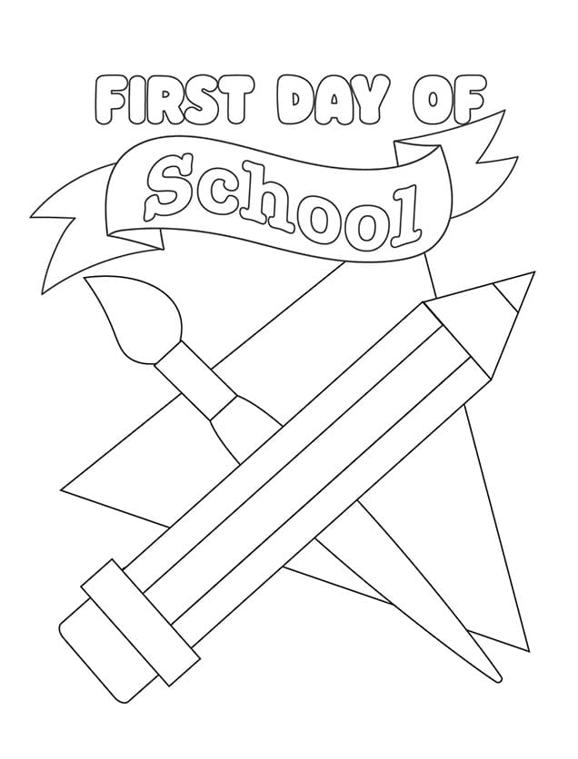 Dibujo de Primer día de Escuela Imprimible para Colorear