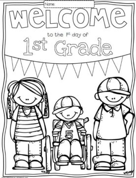 Dibujo de Primer día de Primer Grado página para Colorear