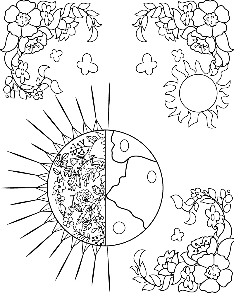Dibujo de Simple Spring Equinox Coloring Page para Colorear