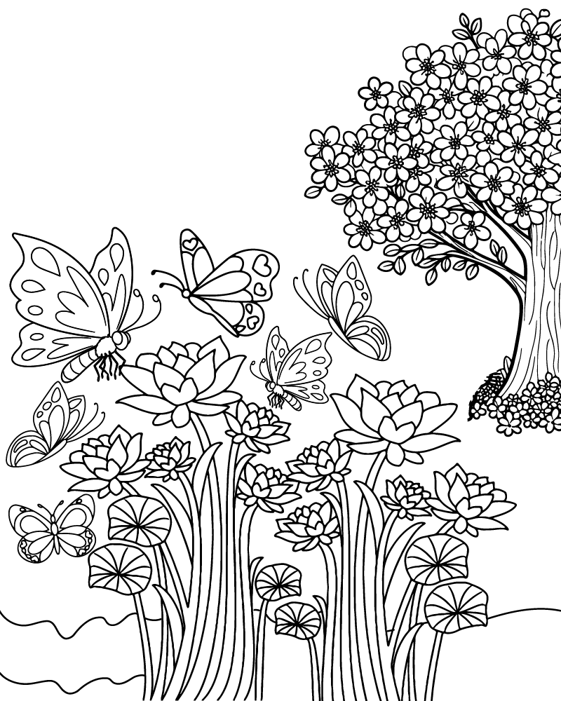 Dibujo de Spring Butterfly Coloring Page para Colorear
