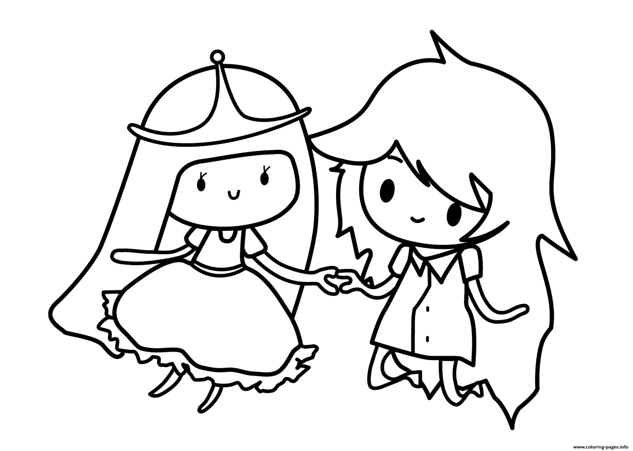 Dibujo de Chibi Princess Bubblegum y Amigo para Colorear
