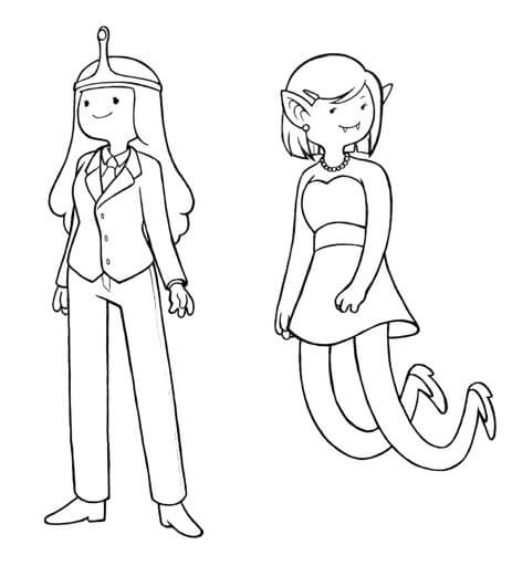 Dibujo de Gran Princesa Chicle y Amiga para Colorear