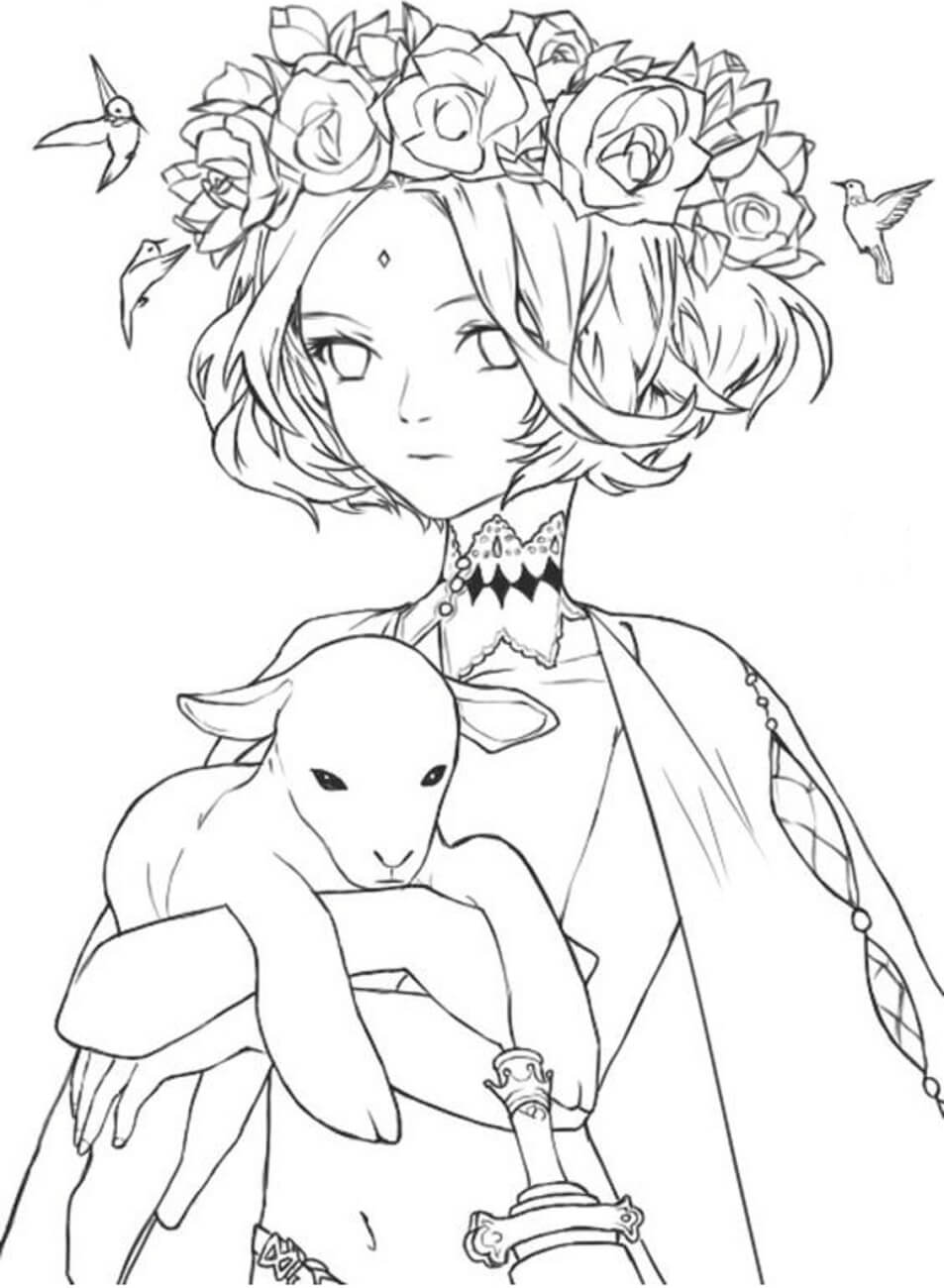 Dibujo de La Princesa y la Oveja para Colorear