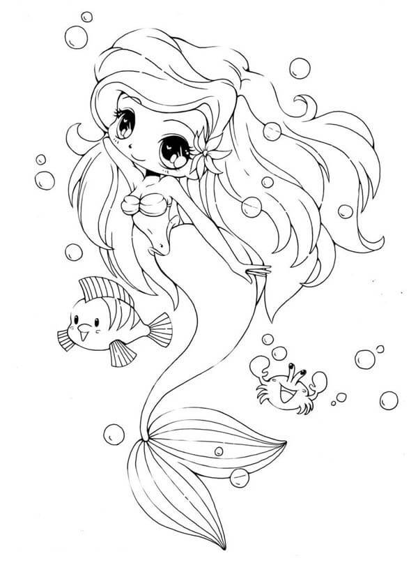 Dibujo de Princesa Sirena para Colorear