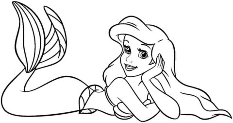 Dibujo de Feliz Princesa Ariel para Colorear