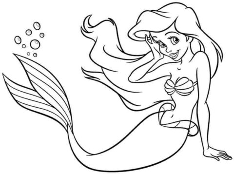 Dibujo de Princesa Ariel Sonriendo para Colorear