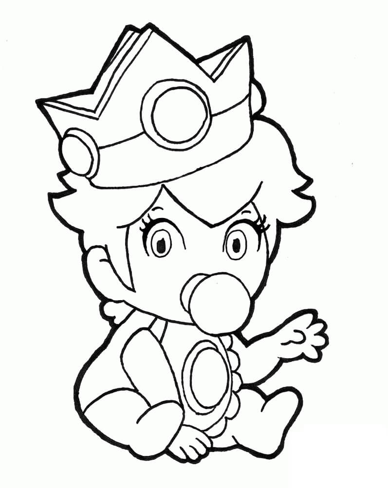 Dibujo de Bebé Princesa Peach Sentada para Colorear