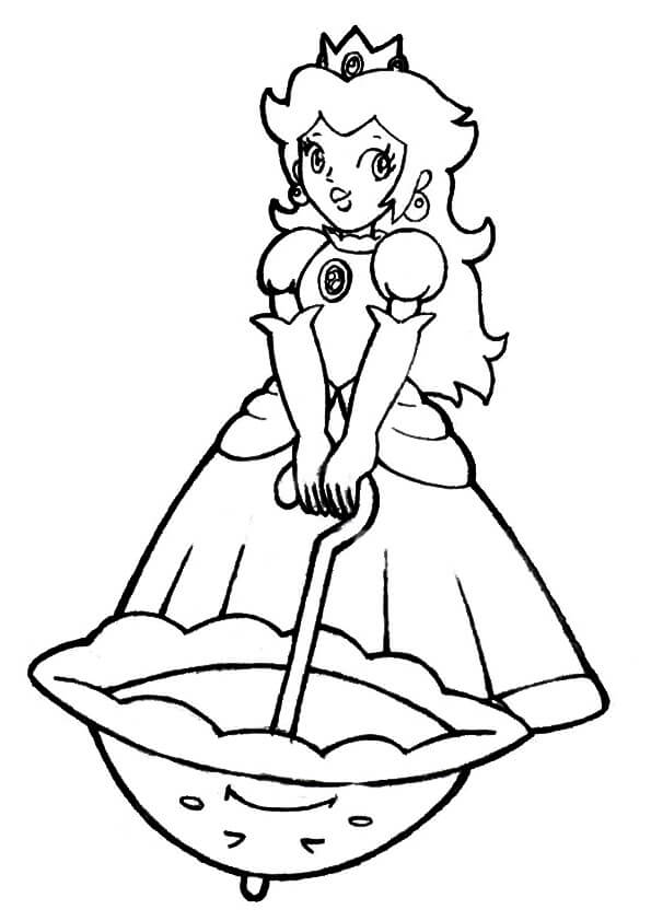 Dibujo de Princesa Peach con Paraguas para Colorear