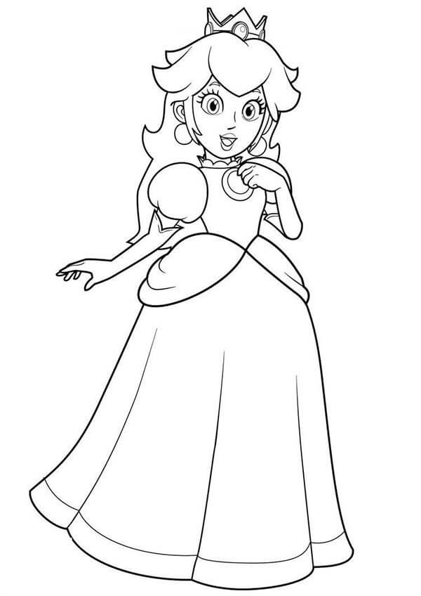Dibujo de Divertida Princesa Peach para Colorear