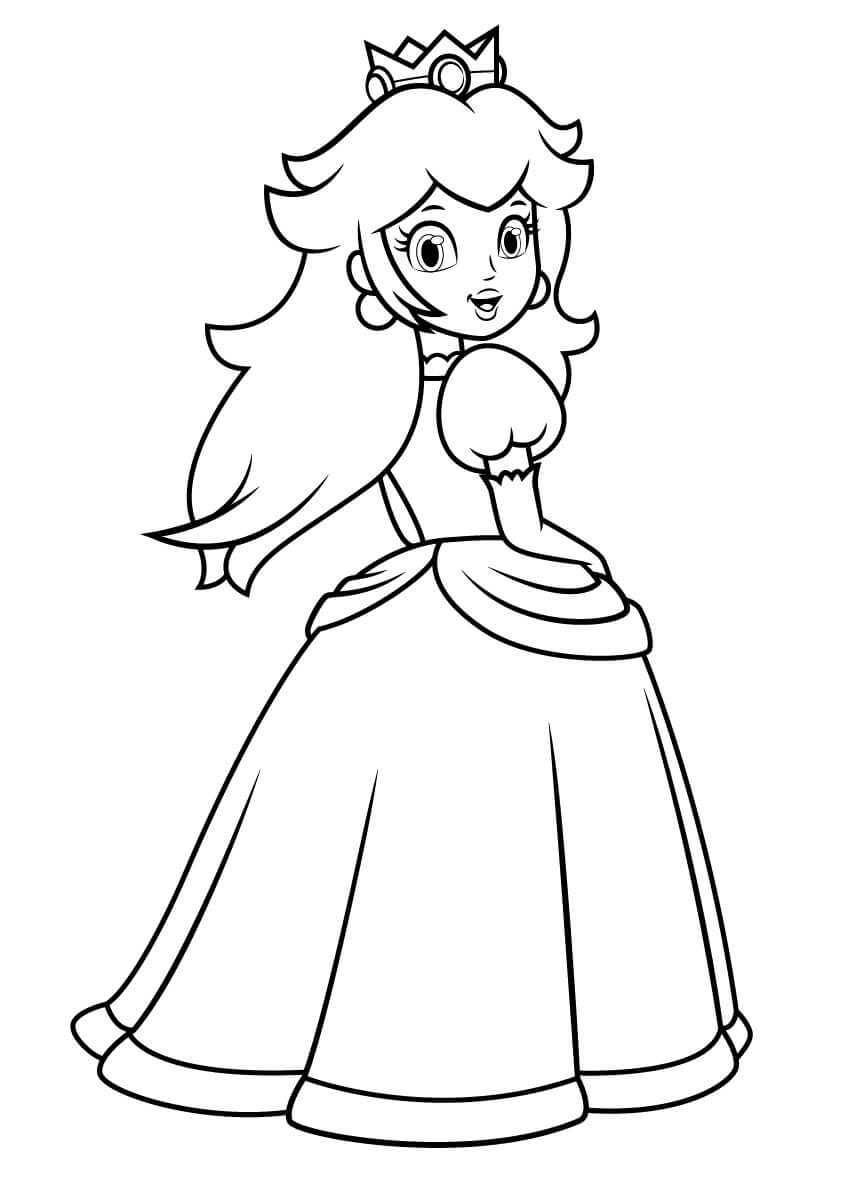Dibujo de Hermosa Princesa Peach para Colorear