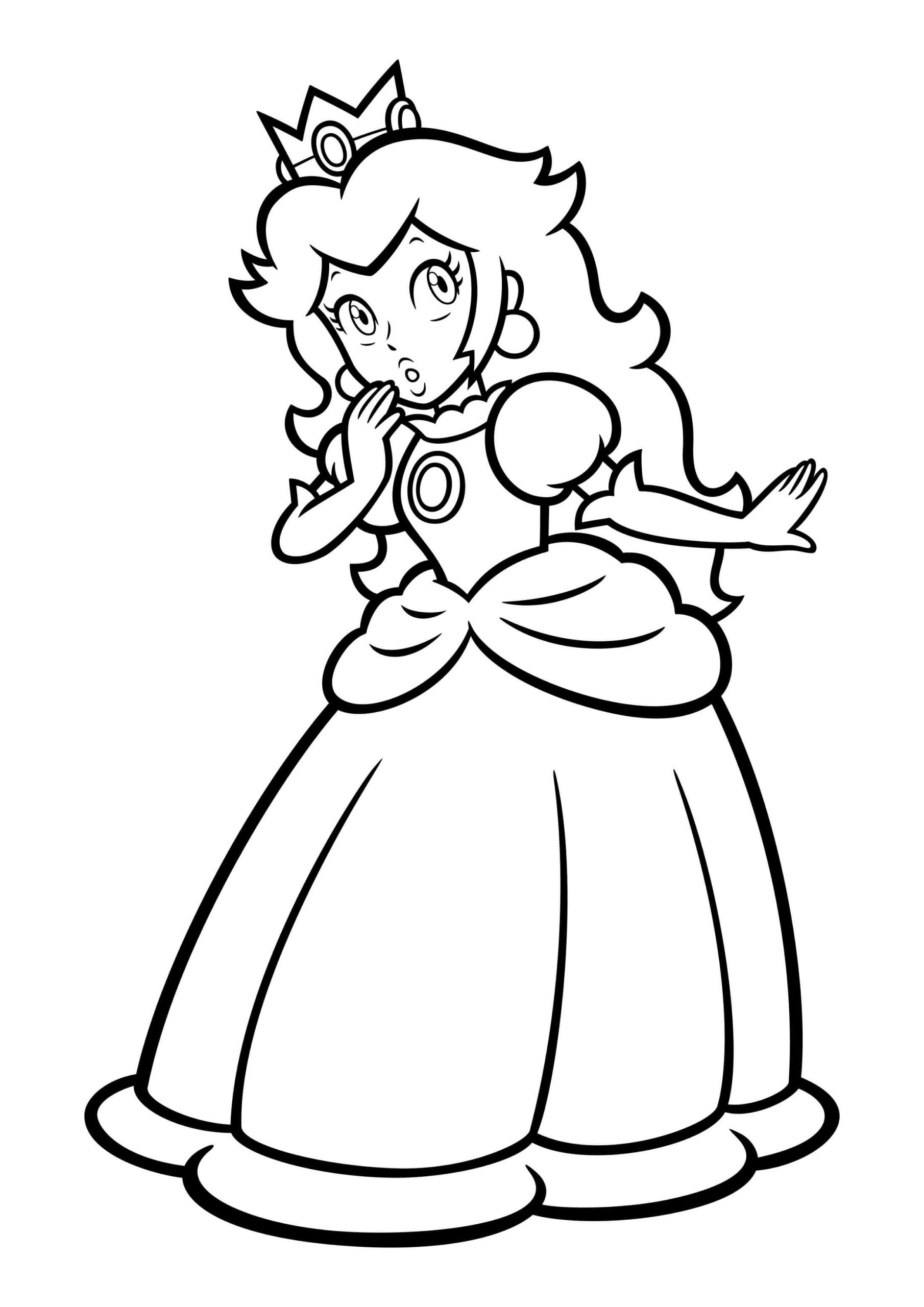 Dibujo de La Princesa Peach Esta Sorprendida Scaled para Colorear